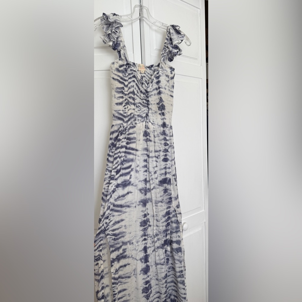 Surf Gypsy Tie-Dye Maxi Dress with Flutter Straps Sz M